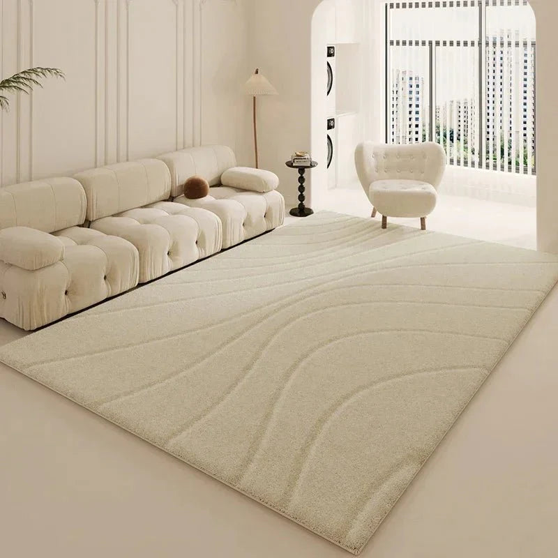 Tapis de Salon Beige Doux Style Scandinave - O