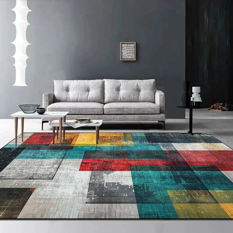 Tapis de Salon Moderne Géométrique Multicolore - A