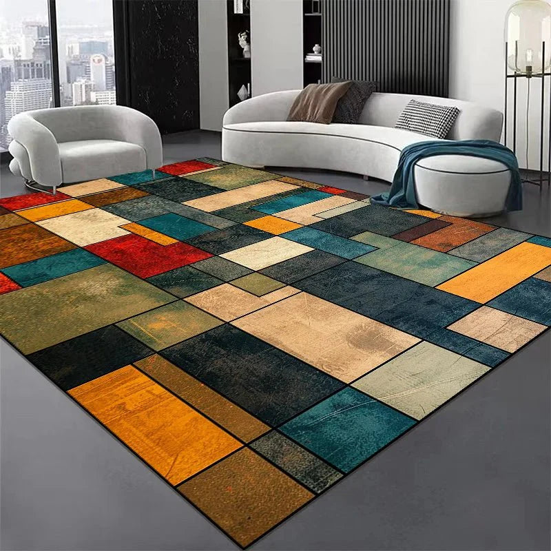Tapis de Salon Moderne Géométrique Multicolore - A