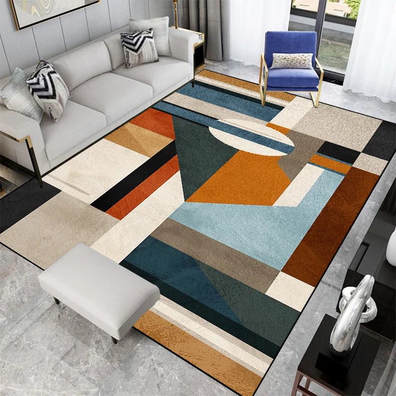 Tapis de Salon Moderne Géométrique Multicolore - D