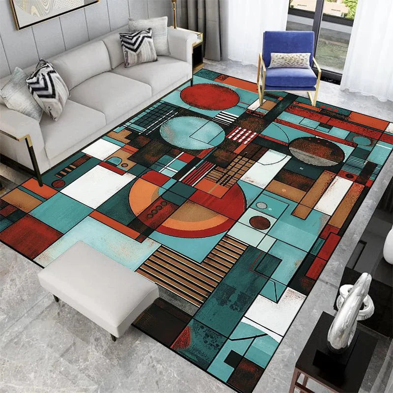 Tapis de Salon Moderne Géométrique Multicolore - G