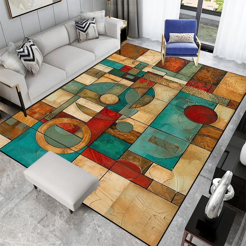 Tapis de Salon Moderne Géométrique Multicolore - H