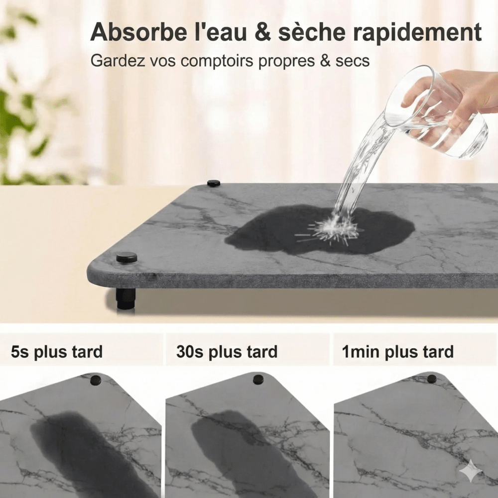 Tapis de Séchage Vaisselle en Pierre Terre de Diatomée - D