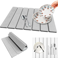 Tapis de Vaisselle Séchage Rapide en Diatomite et Caoutchouc - Gris