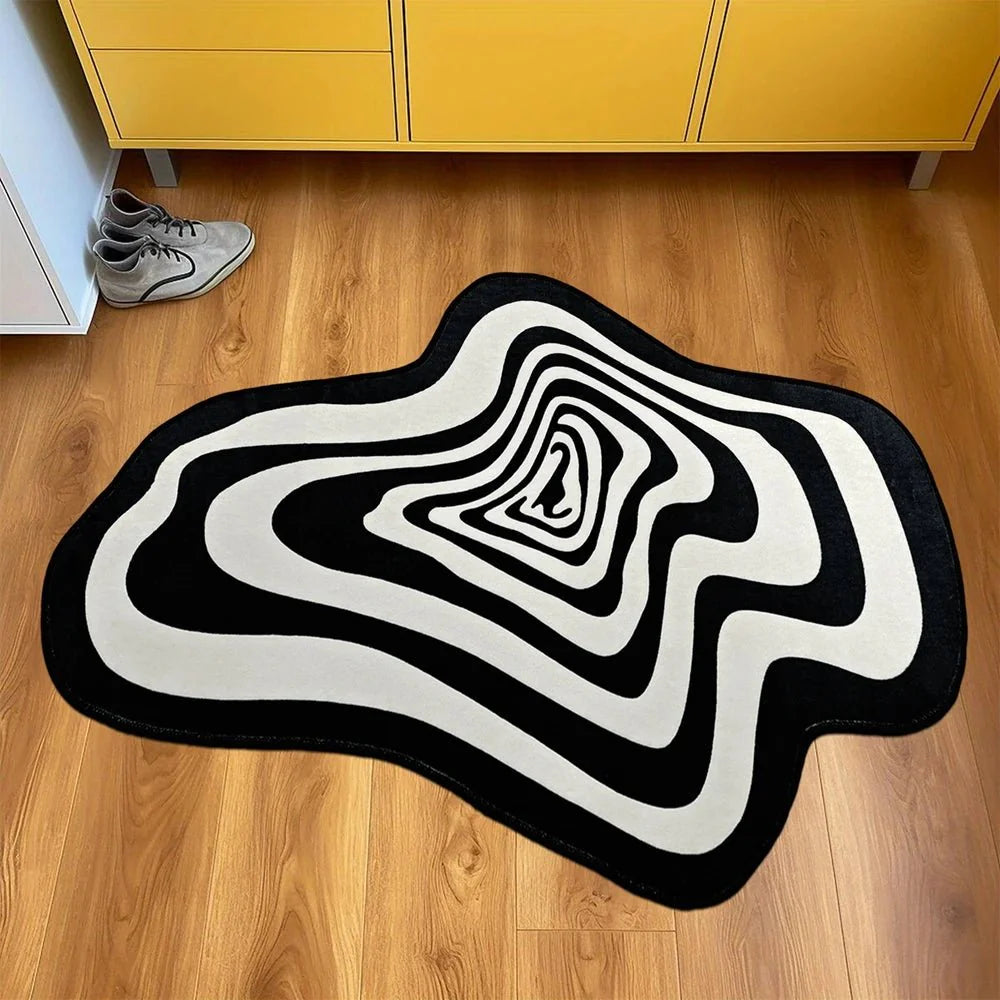 Tapis Design Illusion d'Optique Noir et Blanc - 50x80cm