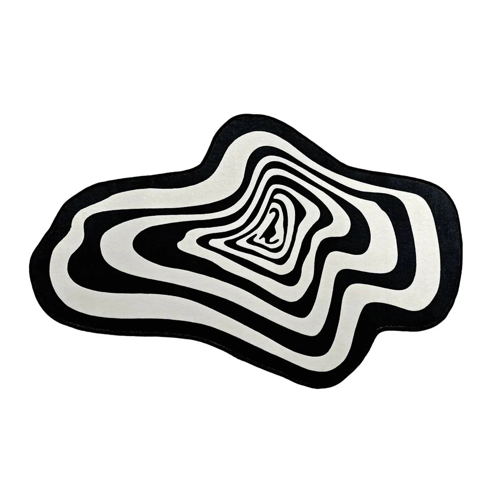 Tapis Design Illusion d'Optique Noir et Blanc - 50x80cm