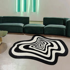 Tapis Design Illusion d'Optique Noir et Blanc - 50x80cm