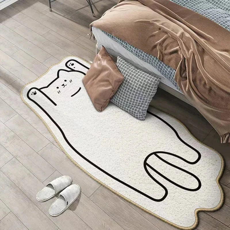 Tapis Dessin Blanc et Noir Forme Irrégulière - A