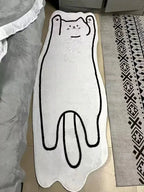 Tapis Dessin Blanc et Noir Forme Irrégulière - A