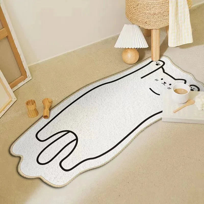 Tapis Dessin Blanc et Noir Forme Irrégulière - B