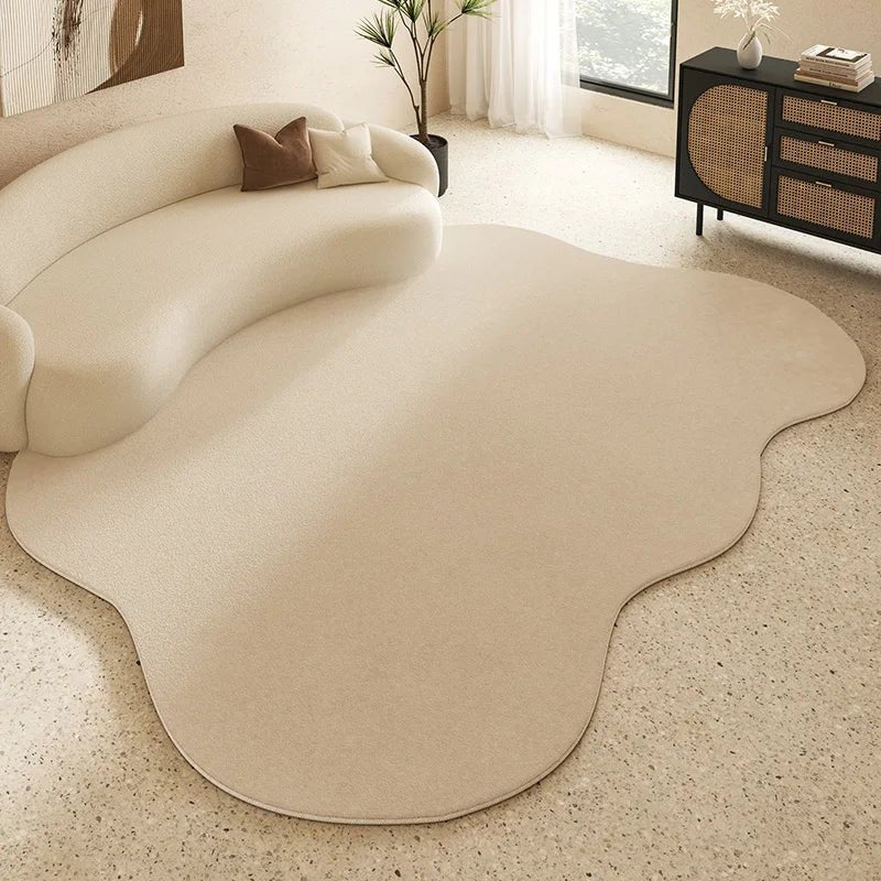 Tapis Forme Irrégulière Beige Crème - A