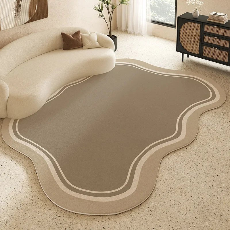 Tapis Forme Irrégulière Beige Crème - B