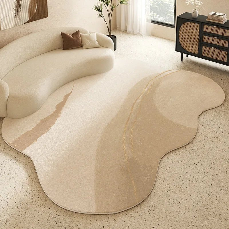 Tapis Forme Irrégulière Beige Crème - C