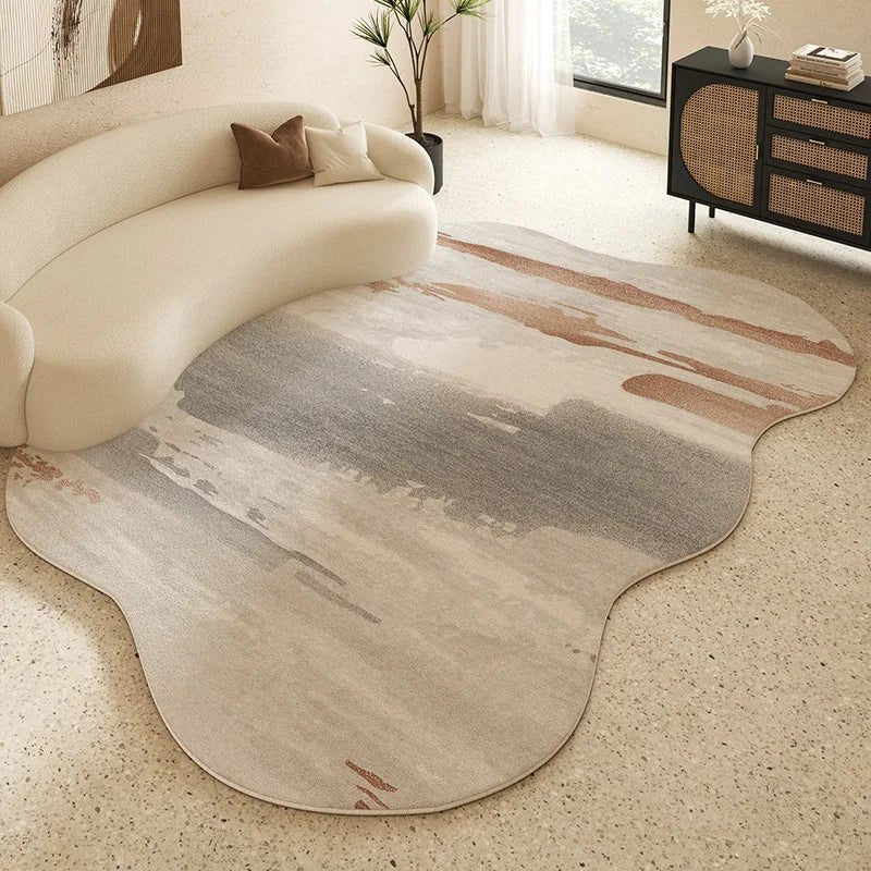 Tapis Forme Irrégulière Beige Crème - E