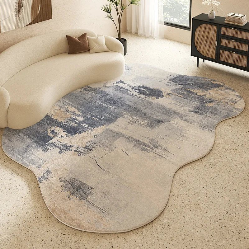 Tapis Forme Irrégulière Beige Crème - F