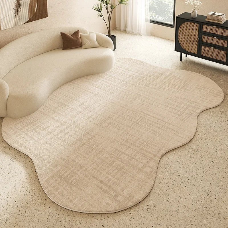 Tapis Forme Irrégulière Beige Crème - H