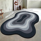 Tapis Forme Irrégulière Motif Vague Gris et Noir - 80x120cm