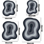 Tapis Forme Irrégulière Motif Vague Gris et Noir - 80x120cm