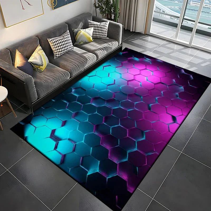 Tapis Gamer de Sol 3D Géométrique - E
