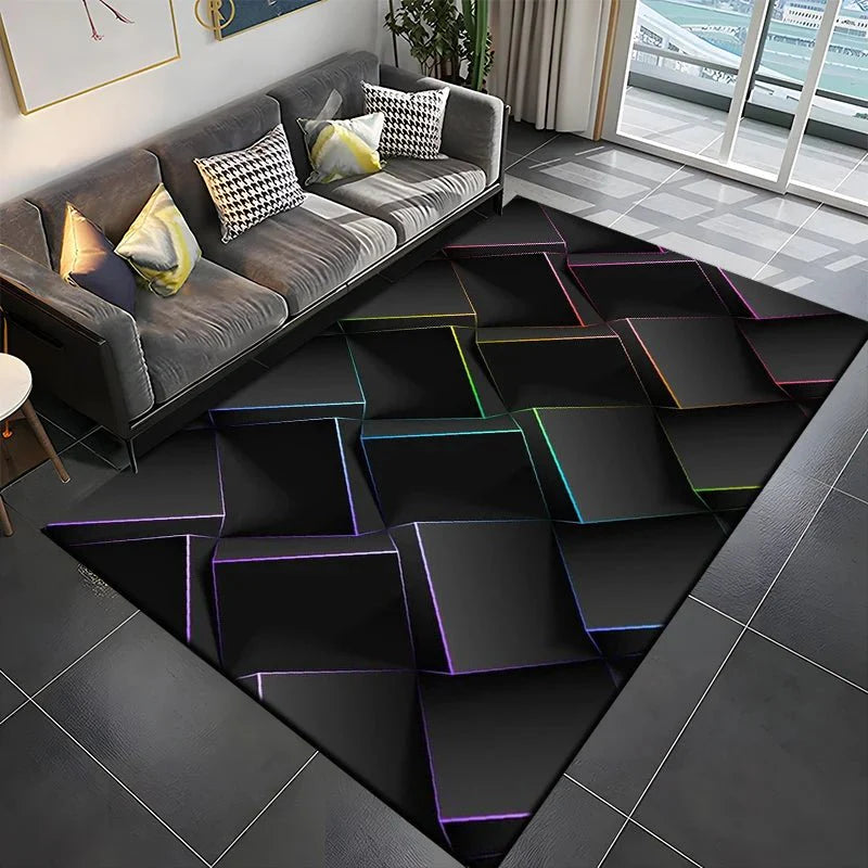 Tapis Gamer de Sol 3D Géométrique - F