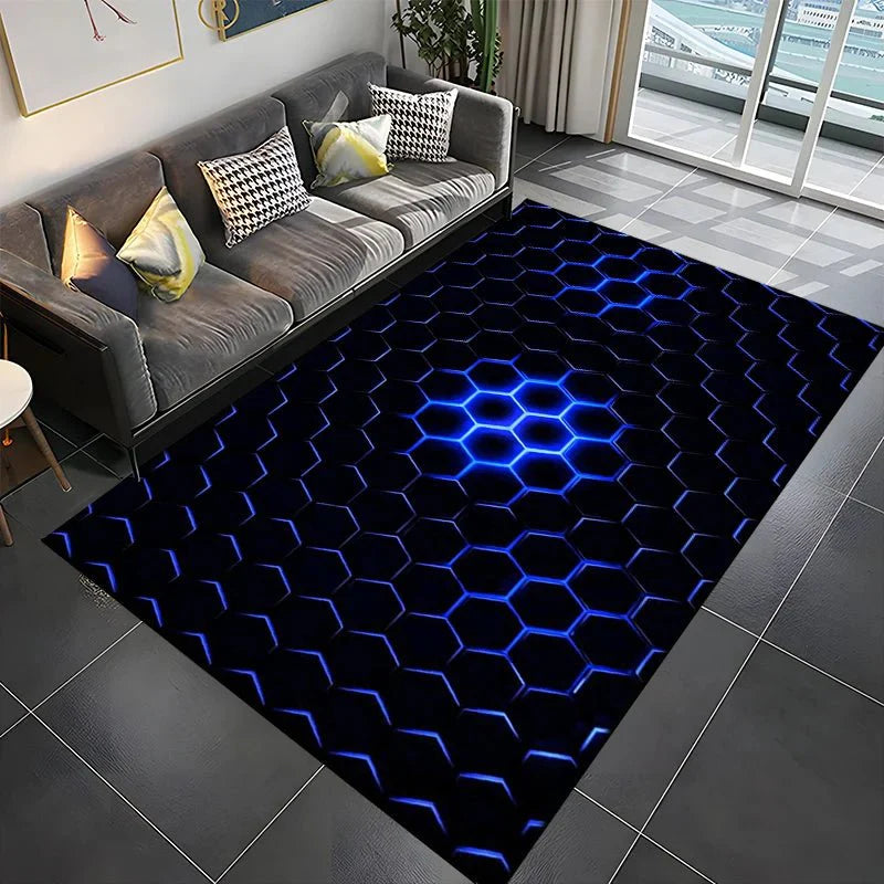 Tapis Gamer de Sol 3D Géométrique - L