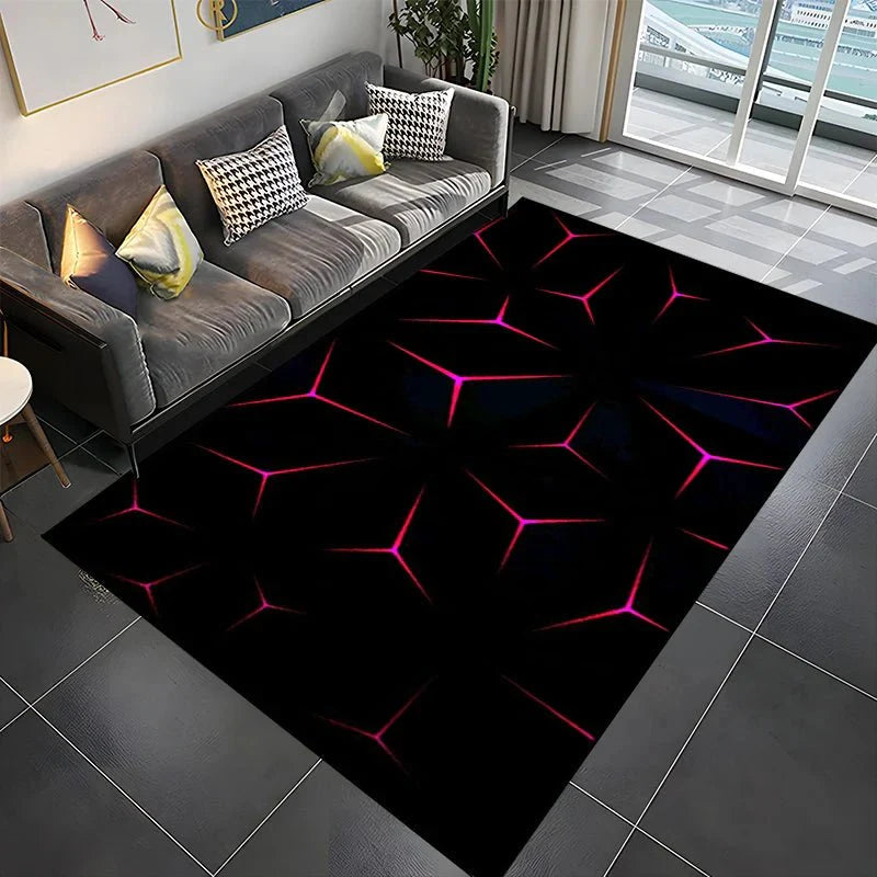 Tapis Gamer de Sol 3D Géométrique - O