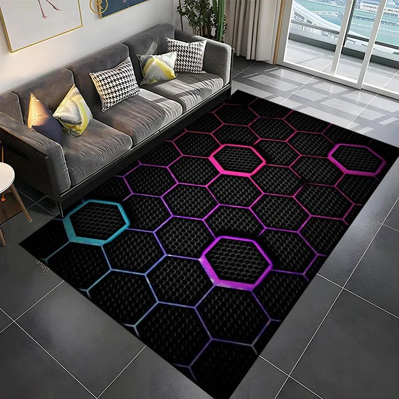 Tapis Gamer de Sol 3D Géométrique - P