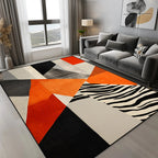 Tapis Géométrique Motif Triangles Orange Gris Noir - A