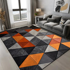 Tapis Géométrique Motif Triangles Orange Gris Noir - G