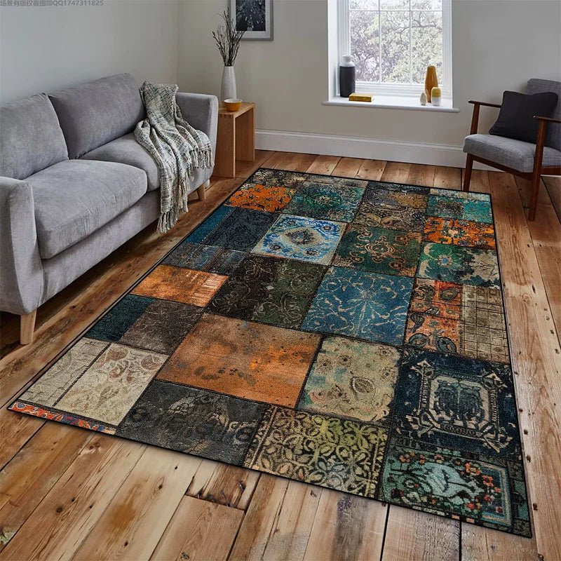 Tapis Rectangulaire Effet Vieilli Usé - B