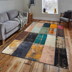Tapis Rectangulaire Effet Vieilli Usé - D