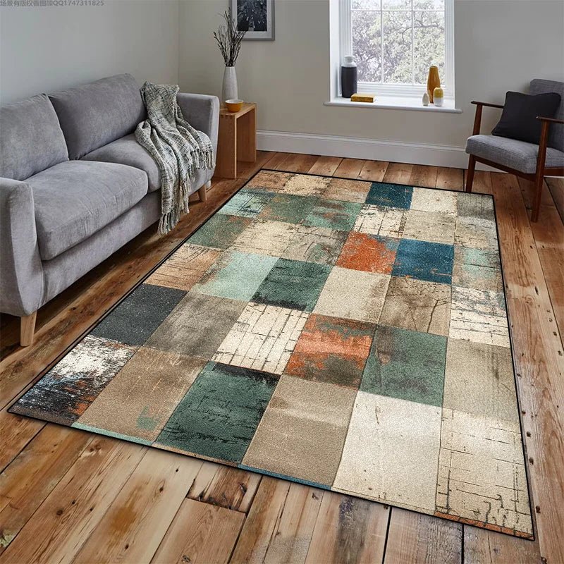 Tapis Rectangulaire Effet Vieilli Usé - F