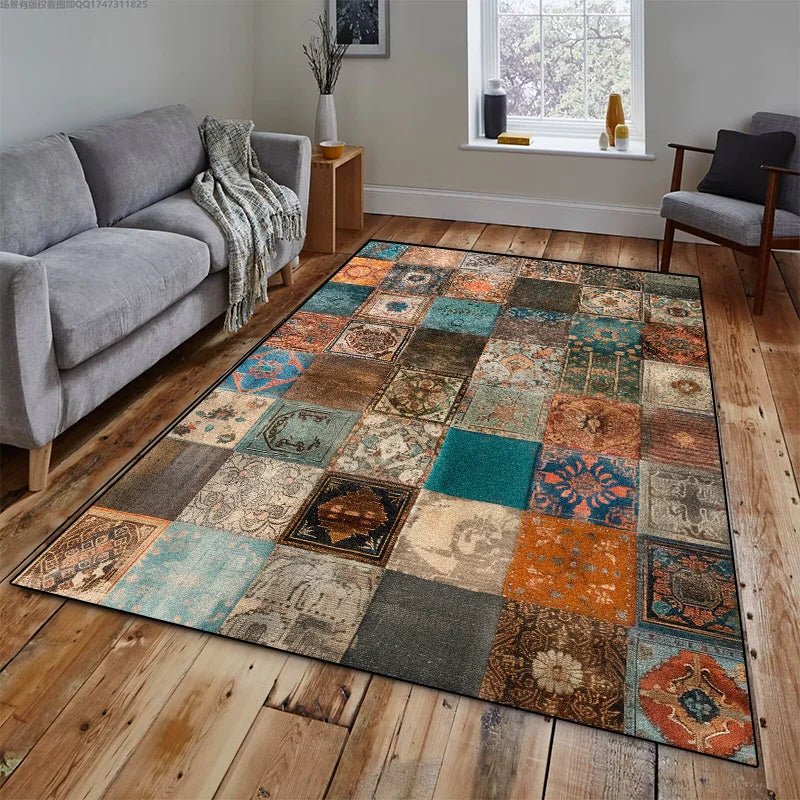 Tapis Rectangulaire Effet Vieilli Usé - I