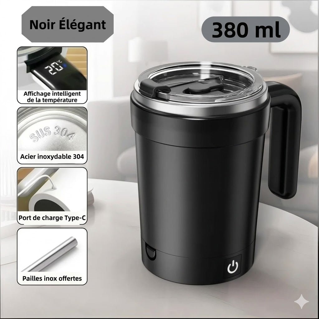 Tasse Auto Melangeuse avec Socle Auto - Mélangeur Universel - Noir