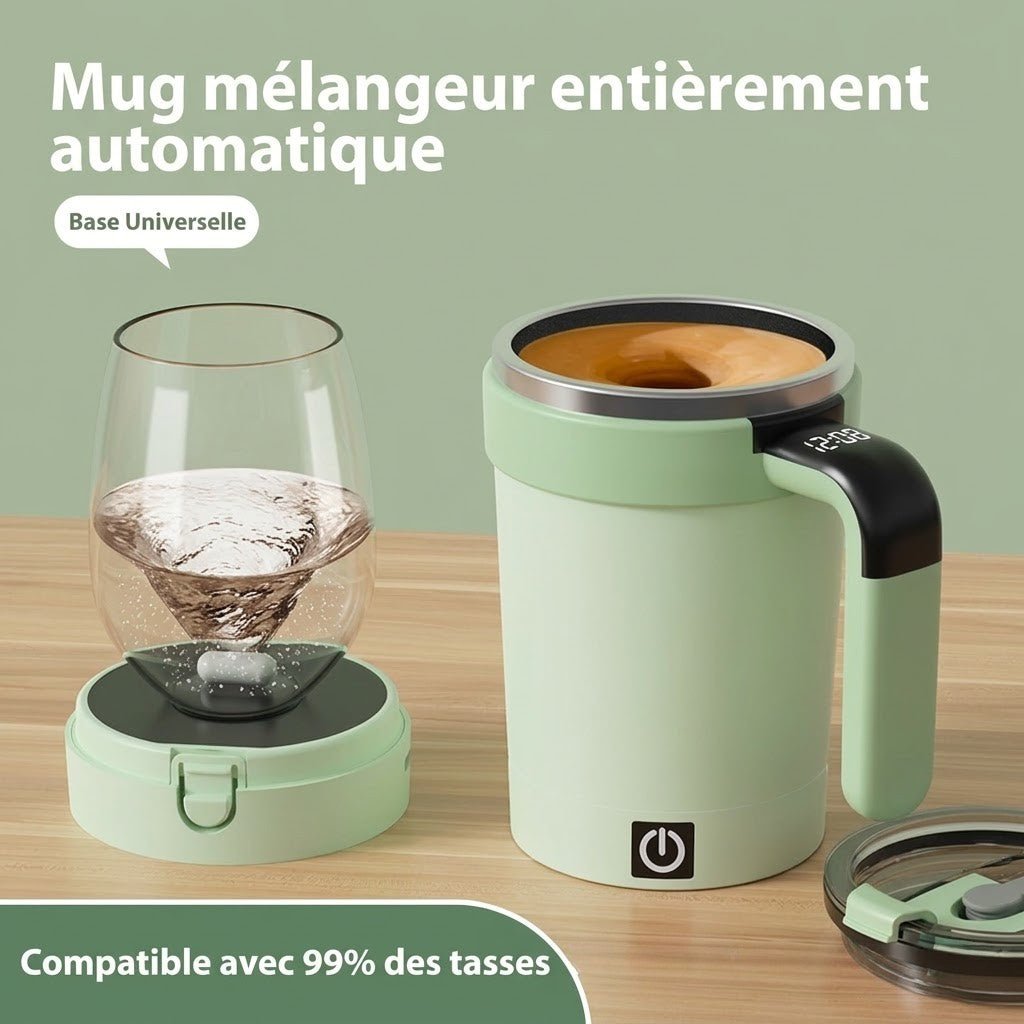 Tasse Auto Melangeuse avec Socle Auto - Mélangeur Universel - Noir