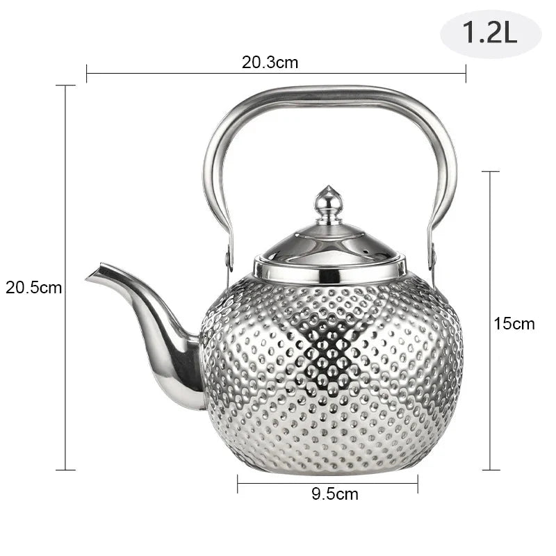 Théière en Acier Inoxydable Martelé avec Filtre 1,2L - Argenté