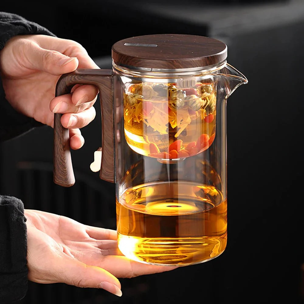 Théière en Verre avec Infuseur et Bouton - 800ML