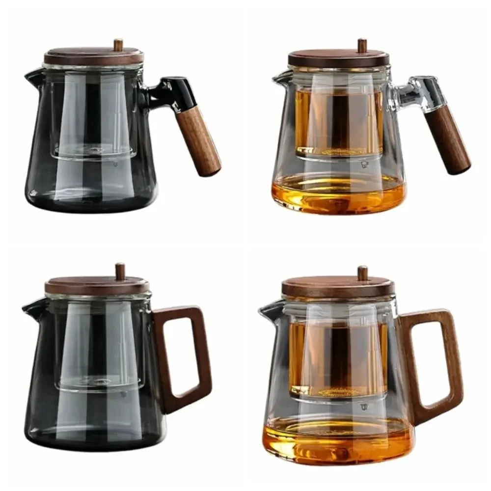 Théière en Verre Bois avec Infuseur - A