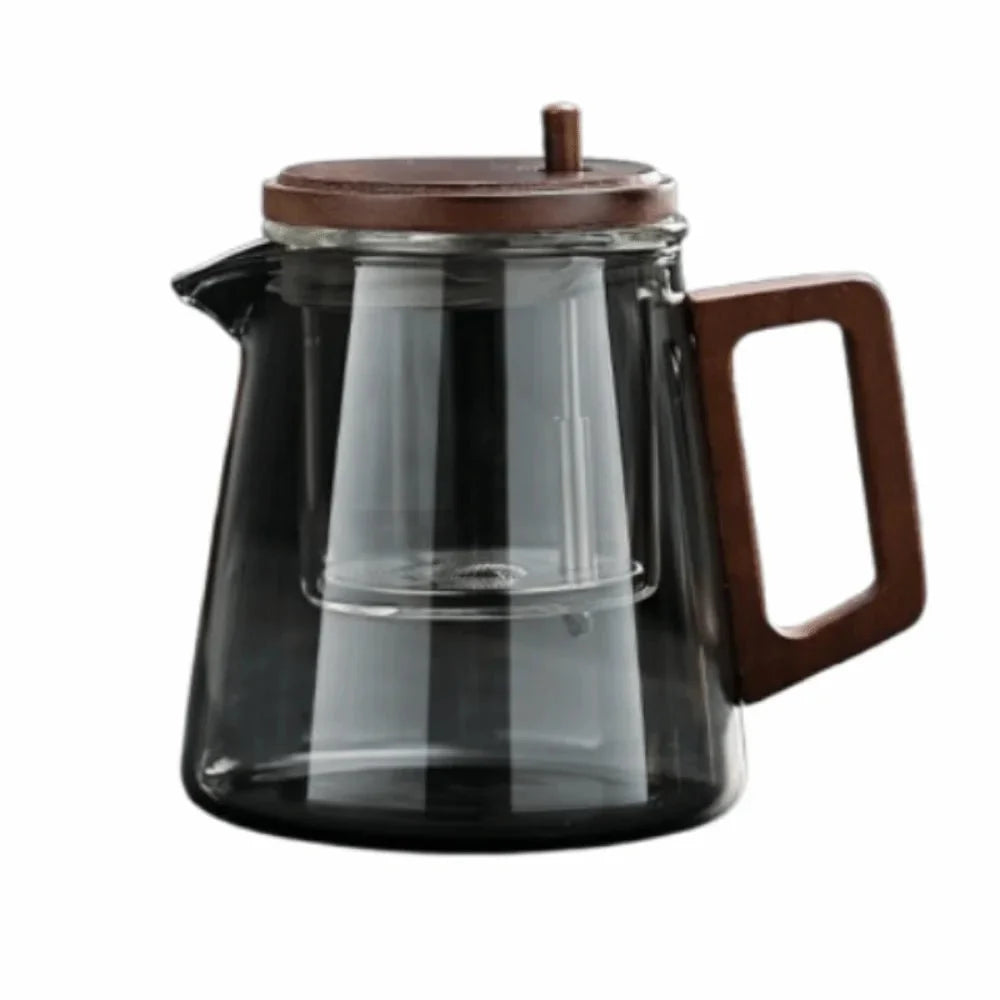 Théière en Verre Bois avec Infuseur - A