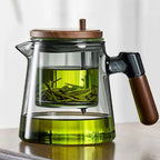 Théière en Verre Bois avec Infuseur - A