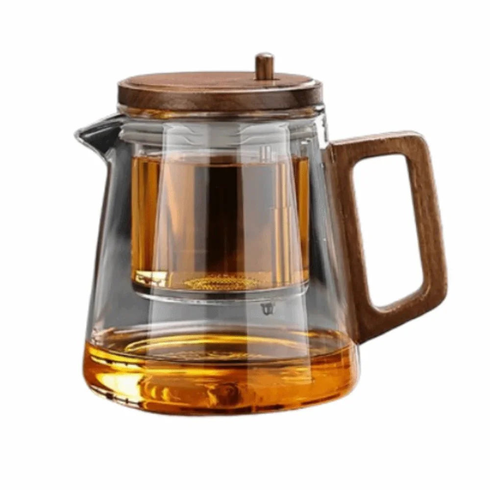 Théière en Verre Bois avec Infuseur - B