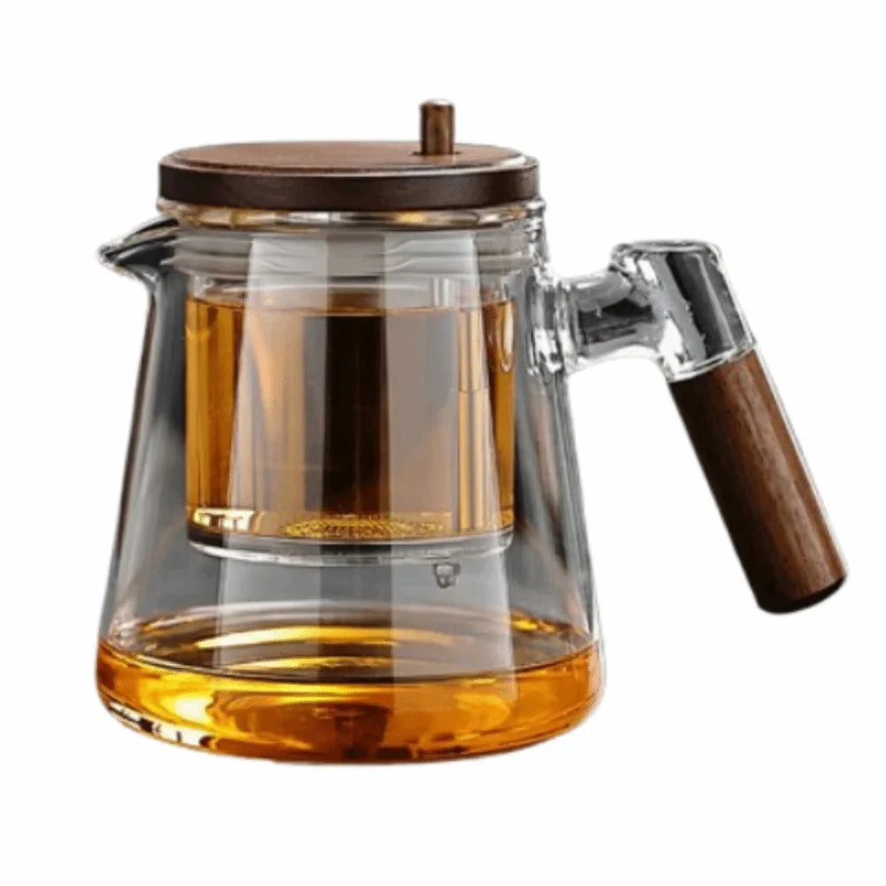 Théière en Verre Bois avec Infuseur - D