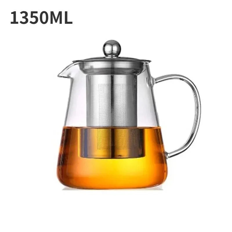 Théière en Verre Borosilicate avec Infuseur Amovible - 1350ml