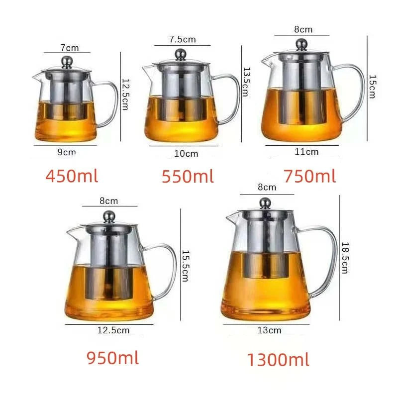Théière en Verre Borosilicate avec Infuseur Amovible - 550ml