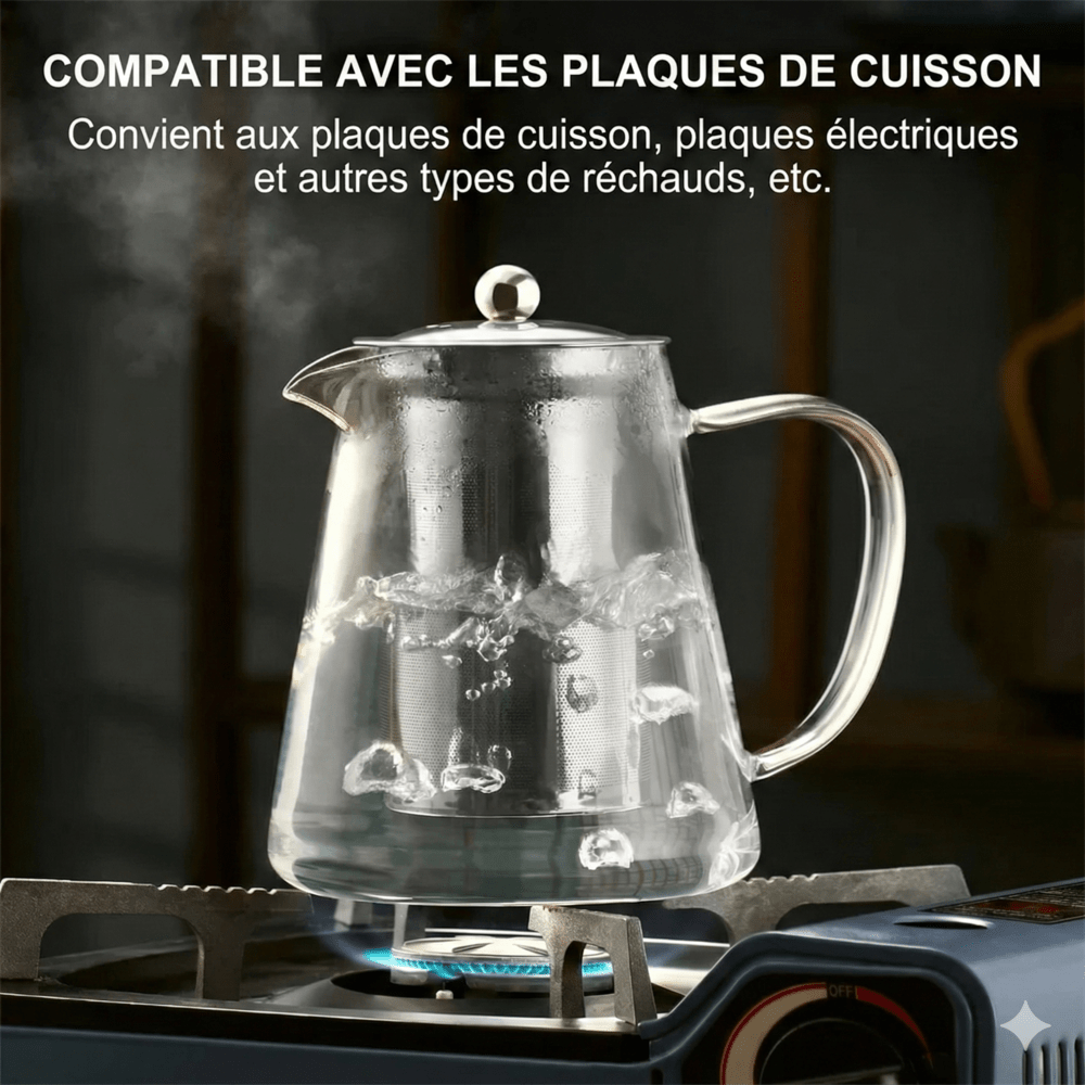 Théière en Verre Borosilicate avec Infuseur Amovible - 550ml