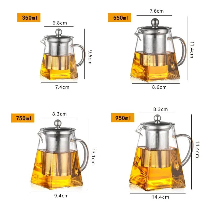 Théière en Verre Borosilicate avec Infuseur Design Cubique - 350ML