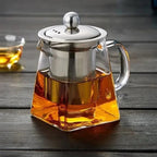 Théière en Verre Borosilicate avec Infuseur Design Cubique - 350ML