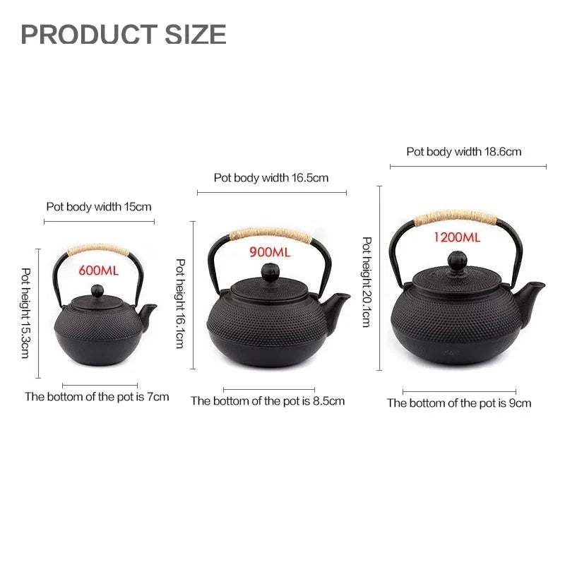 Théière Japonaise en Fonte Noire Émaillée - 600ML