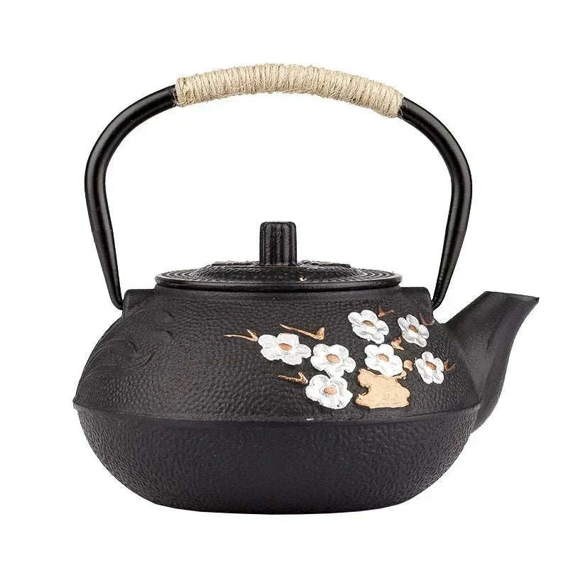 Théière Japonaise en Fonte Noire Fleurs de Cerisier - 300ml