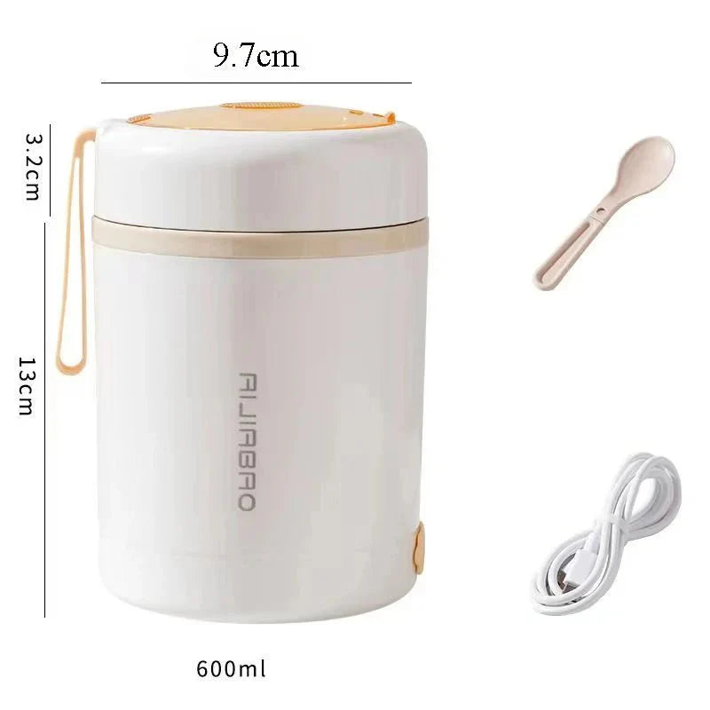 Thermos Soupe Chauffant Électrique 600ML - Blanc